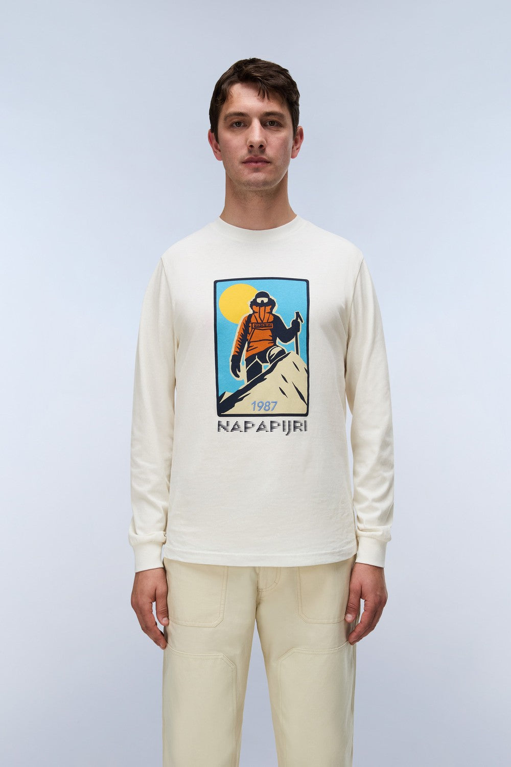 Napapijri-Tee Long-sleeve T-shirt / Beyaz Erkek T-shirt-T-Shirts-5-roqelvaxirum.shop