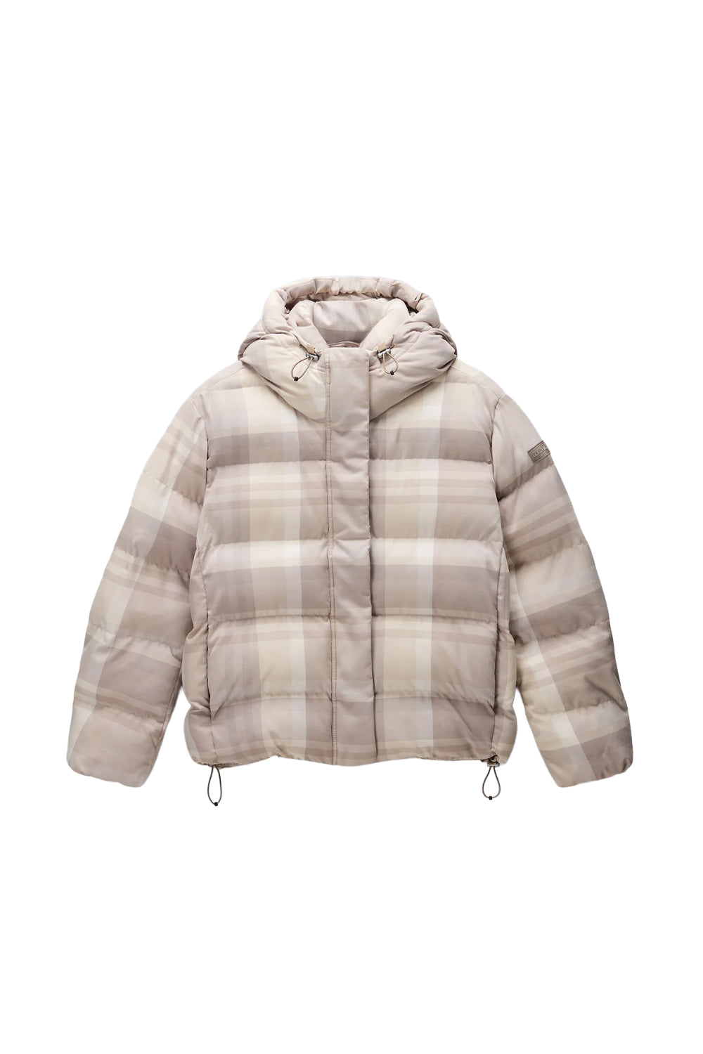 Napapijri-Napapijri ThermoFibre® Glane Check Puffer CORDURA® Jacket Ekoseli Krem Kadın Mont-Mont-1-roqelvaxirum.shop
