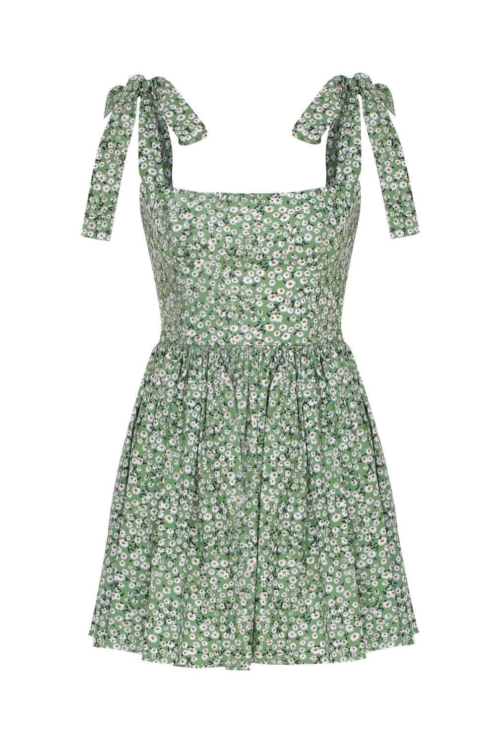 Nazlı Ceren-Audree Çiçek Desenli Mini Koton Elbise Yeşil-Elbise-1-roqelvaxirum.shop