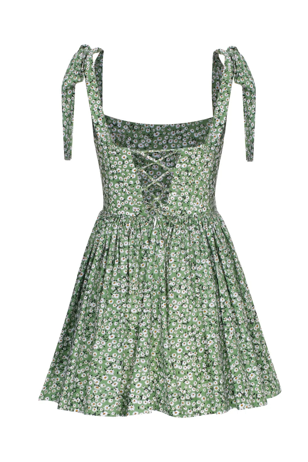 Nazlı Ceren-Audree Çiçek Desenli Mini Koton Elbise Yeşil-Elbise-2-roqelvaxirum.shop