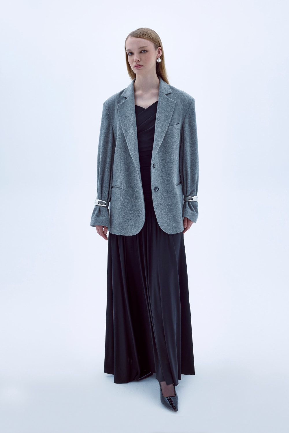 Nazlı Ceren-Boxy Yün Blazer Gri-Ceket-3-roqelvaxirum.shop