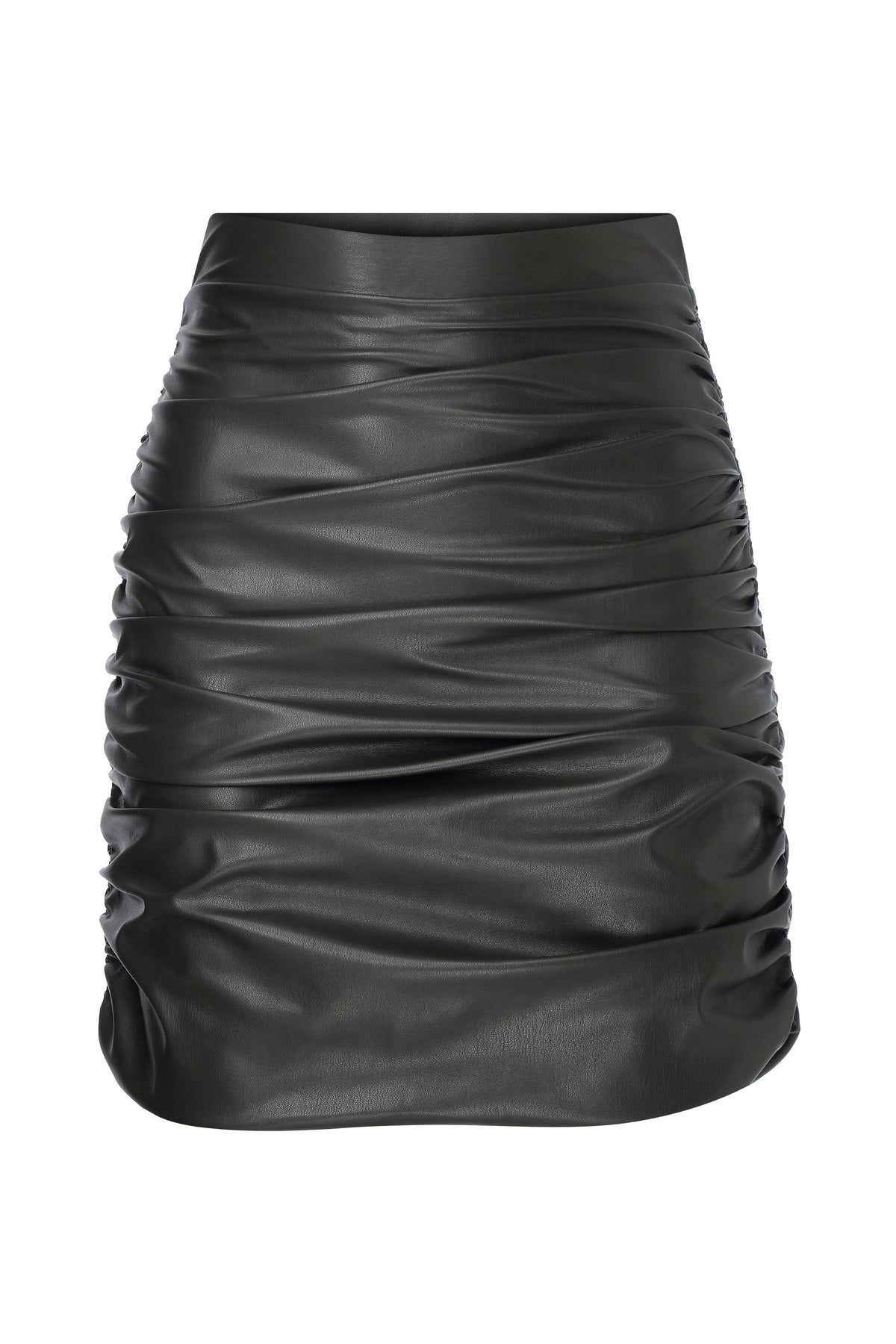 Nazlı Ceren-Chels Vegan Deri Mini Etek Burnt Green-Etek-1-roqelvaxirum.shop