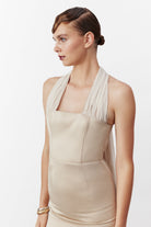 Nazlı Ceren-Clarine Midi Elbise Bej-Elbise-2-roqelvaxirum.shop