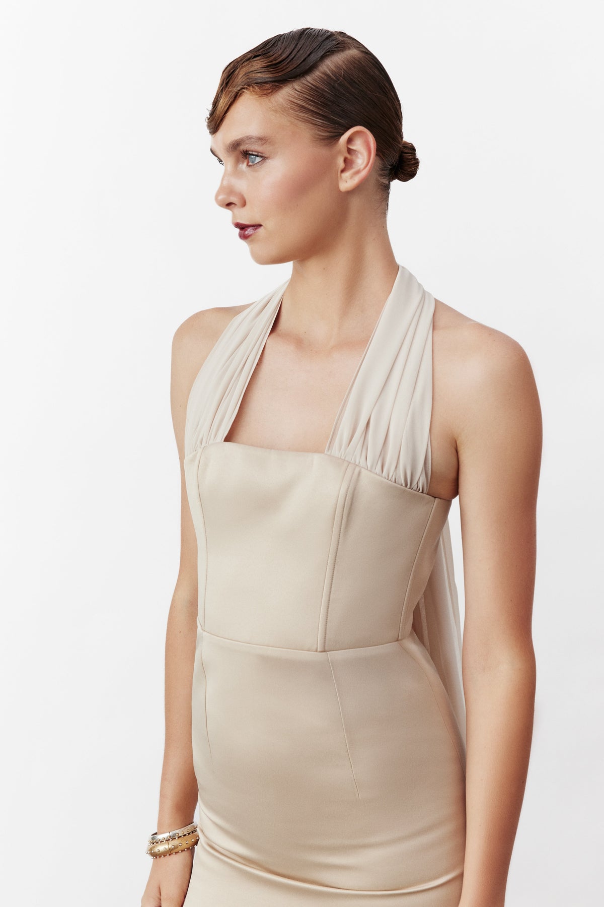 Nazlı Ceren-Clarine Midi Elbise Bej-Elbise-2-roqelvaxirum.shop