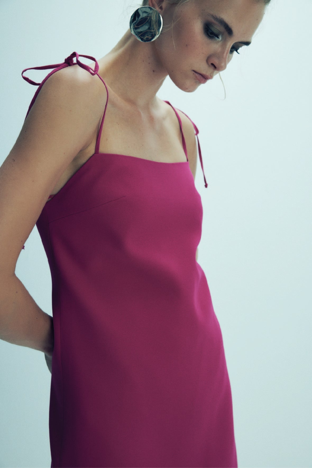 Nazlı Ceren-Ellie Krep Mini Elbise Raspberry Sorbet-Elbise-4-roqelvaxirum.shop