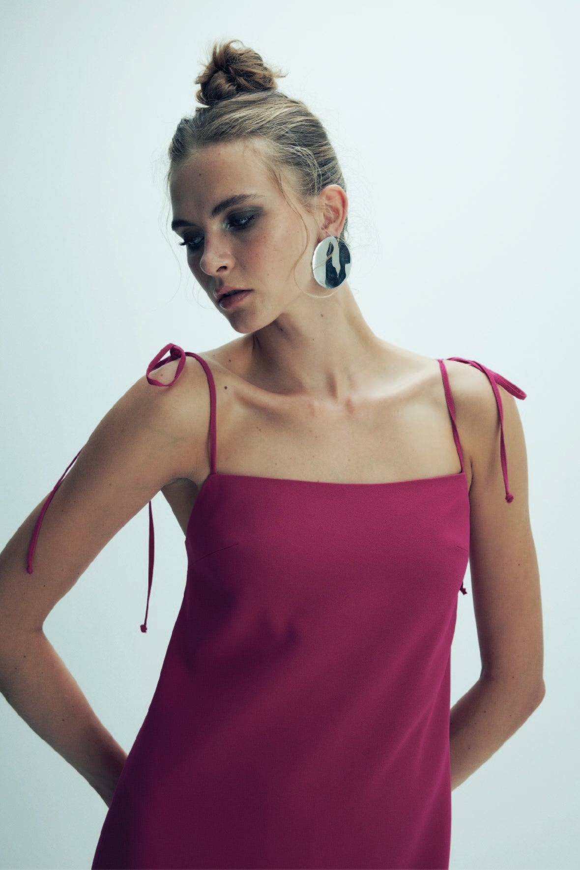 Nazlı Ceren-Ellie Krep Mini Elbise Raspberry Sorbet-Elbise-5-roqelvaxirum.shop