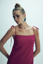 Nazlı Ceren-Ellie Krep Mini Elbise Raspberry Sorbet-Elbise-5-roqelvaxirum.shop