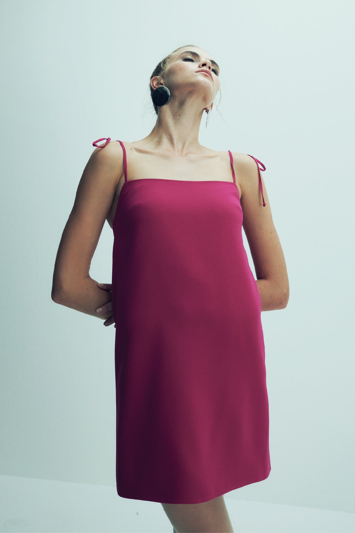 Nazlı Ceren-Ellie Krep Mini Elbise Raspberry Sorbet-Elbise-7-roqelvaxirum.shop