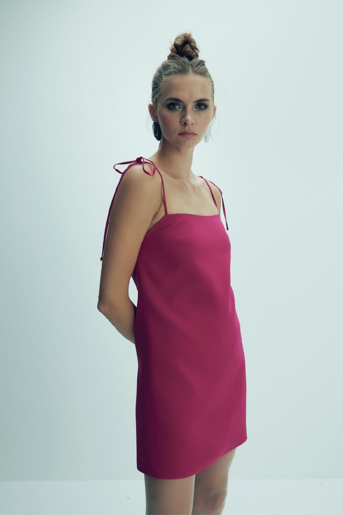Nazlı Ceren-Ellie Krep Mini Elbise Raspberry Sorbet-Elbise-8-roqelvaxirum.shop