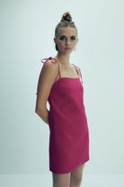 Nazlı Ceren-Ellie Krep Mini Elbise Raspberry Sorbet-Elbise-8-roqelvaxirum.shop