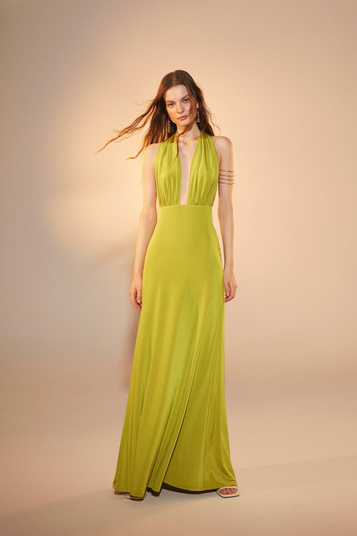 Nazlı Ceren-Ines Jarse Elbise Green Glow-Elbise-3-roqelvaxirum.shop