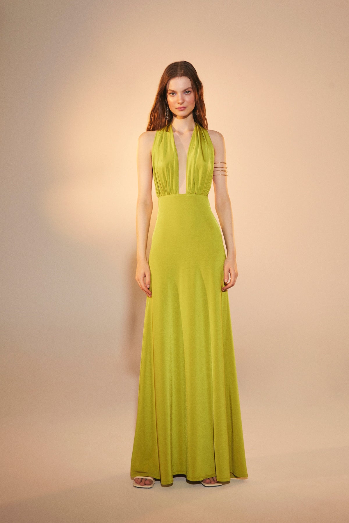 Nazlı Ceren-Ines Jarse Elbise Green Glow-Elbise-4-roqelvaxirum.shop