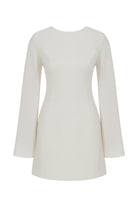 Nazlı Ceren-Ira Sırt Dekolteli Mini Elbise Blanche-Elbise-1-roqelvaxirum.shop
