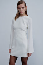 Nazlı Ceren-Ira Sırt Dekolteli Mini Elbise Blanche-Elbise-4-roqelvaxirum.shop