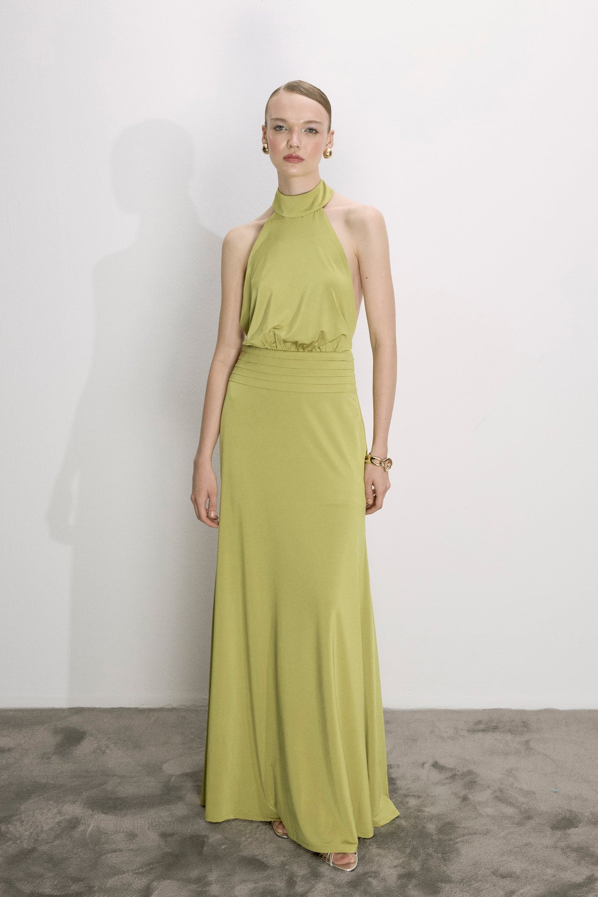 Nazlı Ceren-Juliette Uzun Jarse Elbise Yeşil-Elbise-1-roqelvaxirum.shop