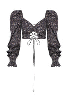 Nazlı Ceren-Lolly Poplin Top Dark Brown Printed-Top-1-roqelvaxirum.shop