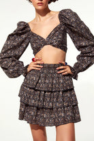 Nazlı Ceren-Lolly Poplin Top Dark Brown Printed-Top-5-roqelvaxirum.shop