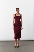 Nazlı Ceren-Margaux Krep Elbise Bordo-Elbise-1-roqelvaxirum.shop
