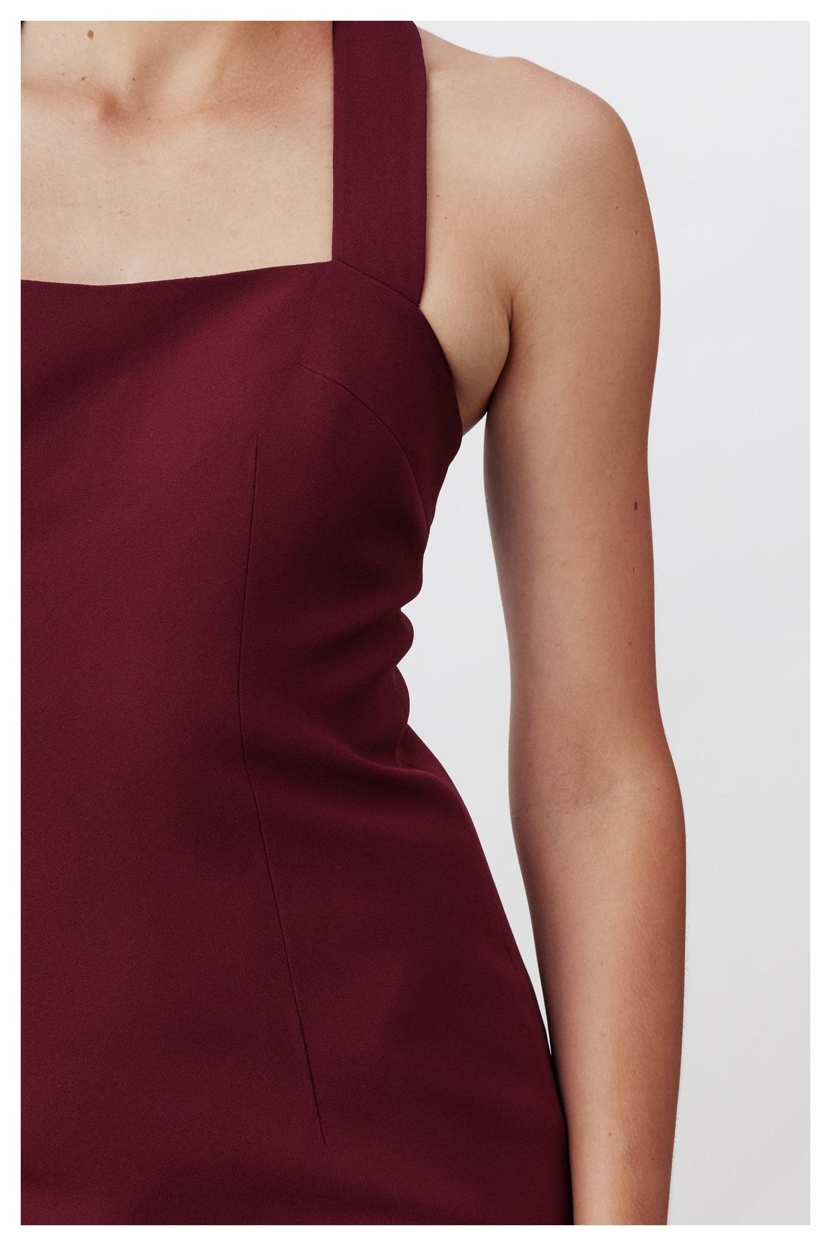 Nazlı Ceren-Margaux Krep Elbise Bordo-Elbise-4-roqelvaxirum.shop