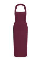 Nazlı Ceren-Margaux Krep Elbise Bordo-Elbise-5-roqelvaxirum.shop