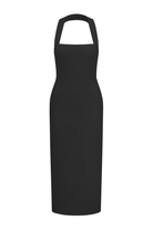 Nazlı Ceren-Margaux Krep Elbise Siyah-Elbise-5-roqelvaxirum.shop