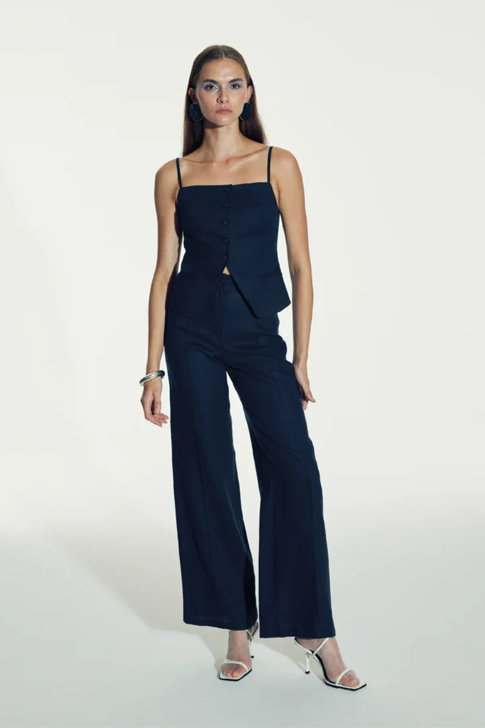 Nazlı Ceren-Marona Keten Top Dark Navy-Top-5-roqelvaxirum.shop