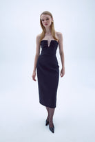 Nazlı Ceren-Miora Midi Krep Elbise Siyah-Elbise-2-roqelvaxirum.shop