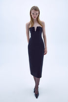 Nazlı Ceren-Miora Midi Krep Elbise Siyah-Elbise-3-roqelvaxirum.shop