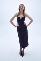 Nazlı Ceren-Miora Midi Krep Elbise Siyah-Elbise-4-roqelvaxirum.shop