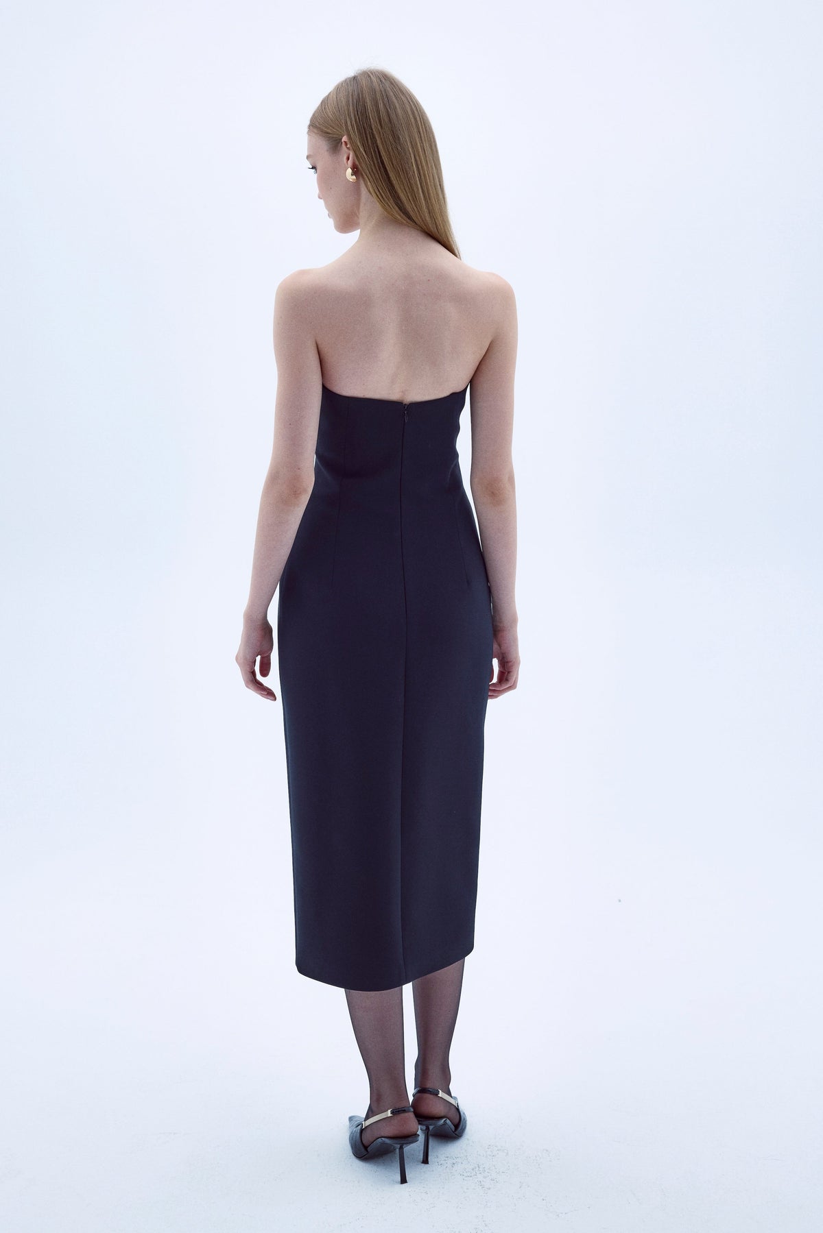 Nazlı Ceren-Miora Midi Krep Elbise Siyah-Elbise-7-roqelvaxirum.shop
