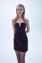 Nazlı Ceren-Miora Mini Krep Elbise Siyah-Elbise-4-roqelvaxirum.shop
