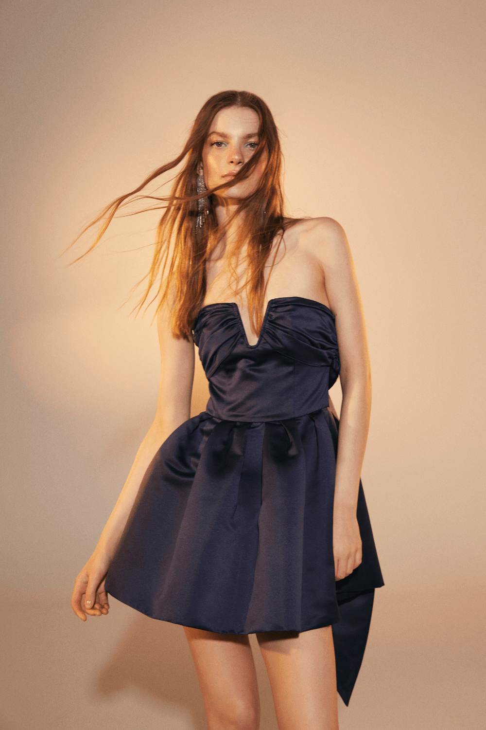 Nazlı Ceren-Miro Straplez Mini Elbise Midnight Blue-Elbise-2-roqelvaxirum.shop