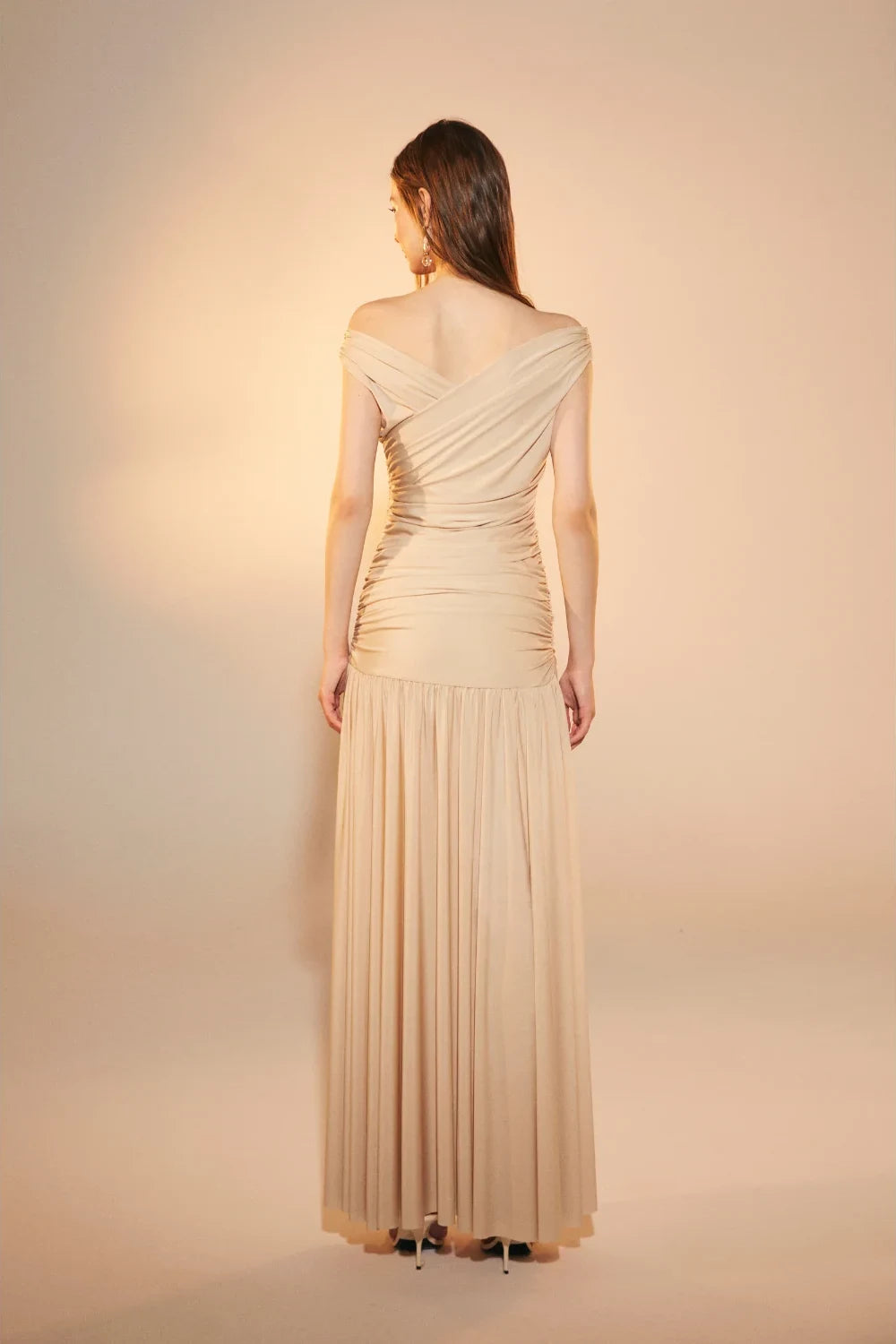 Nazlı Ceren-Purley Jarse Elbise Cuban Sand-Elbise-2-roqelvaxirum.shop