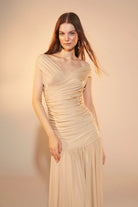 Nazlı Ceren-Purley Jarse Elbise Cuban Sand-Elbise-3-roqelvaxirum.shop