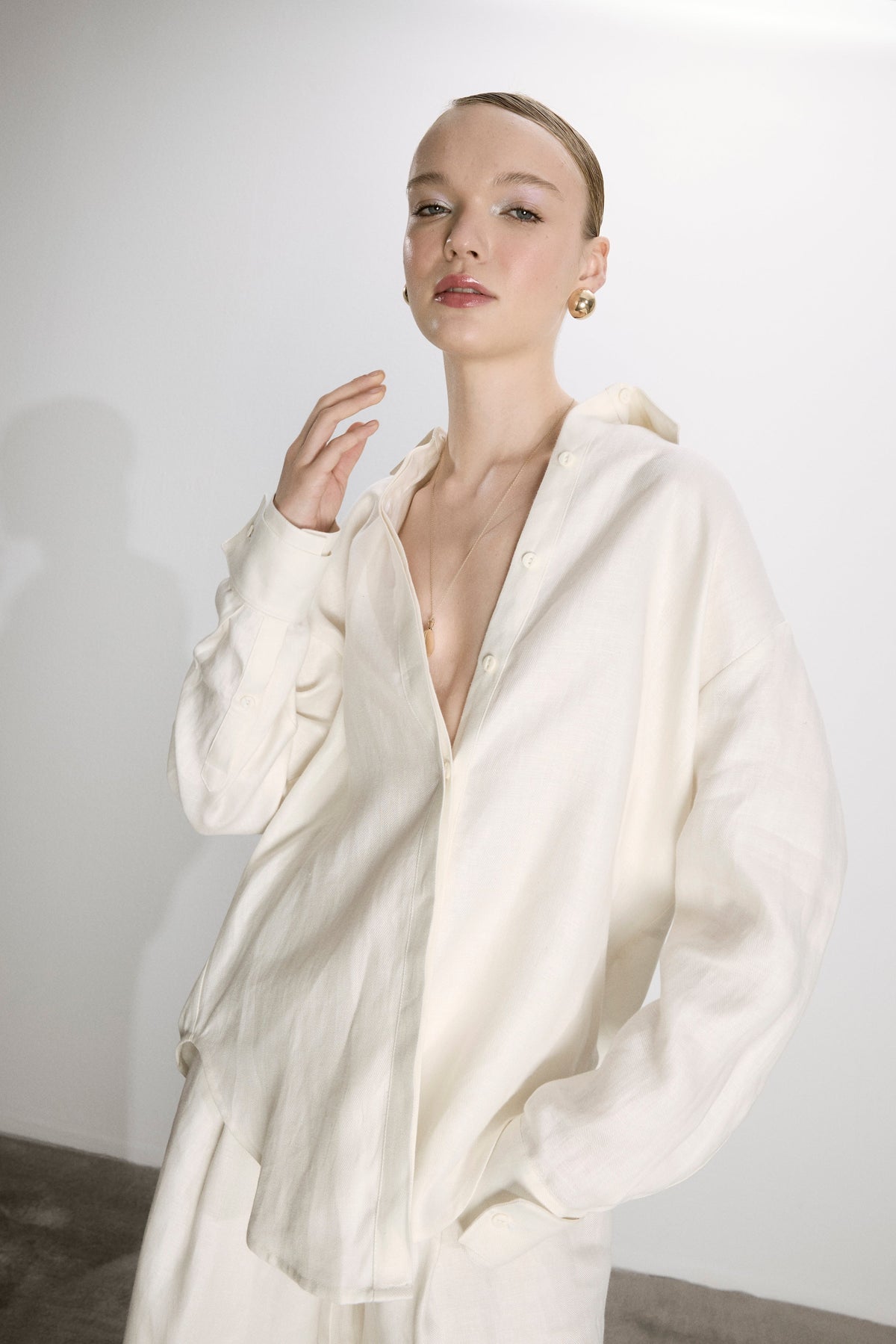 Nazlı Ceren-Ravenna Keten Gömlek Beyaz-Shirts & Tops-1-roqelvaxirum.shop