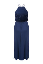Nazlı Ceren-Reese Saten Elbise Gece Mavisi-Elbise-5-roqelvaxirum.shop