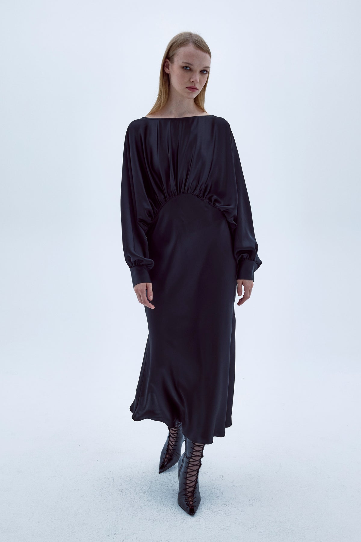Nazlı Ceren-Rhea Saten Elbise Siyah-Elbise-2-roqelvaxirum.shop