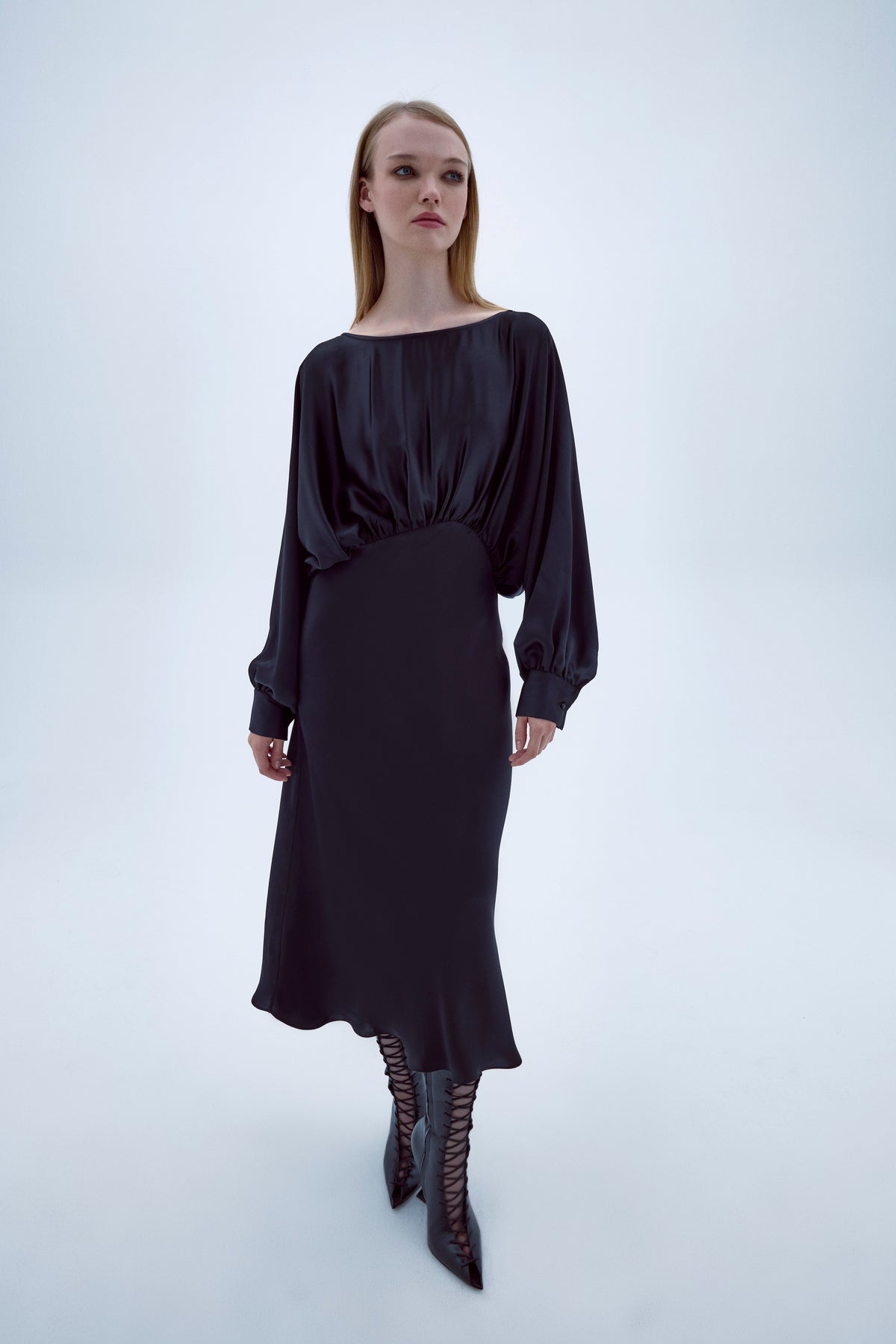 Nazlı Ceren-Rhea Saten Elbise Siyah-Elbise-3-roqelvaxirum.shop