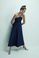 Nazlı Ceren-Riley Midi Elbise Midnight Blue-Elbise-4-roqelvaxirum.shop