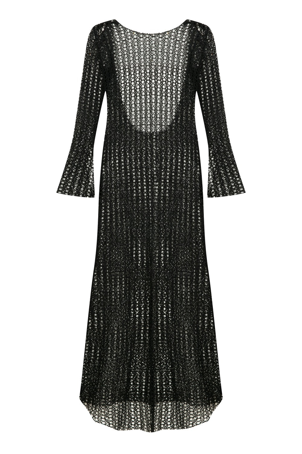 Nazlı Ceren-Riona Kroşe Sırt Dekolteli Uzun Elbise Black-Elbise-6-roqelvaxirum.shop