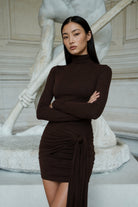 Romy Mini Jarse Elbise Burnt Brown