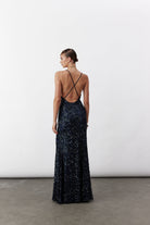 Nazlı Ceren-Selene Payetli Elbise Lacivert-Elbise-2-roqelvaxirum.shop