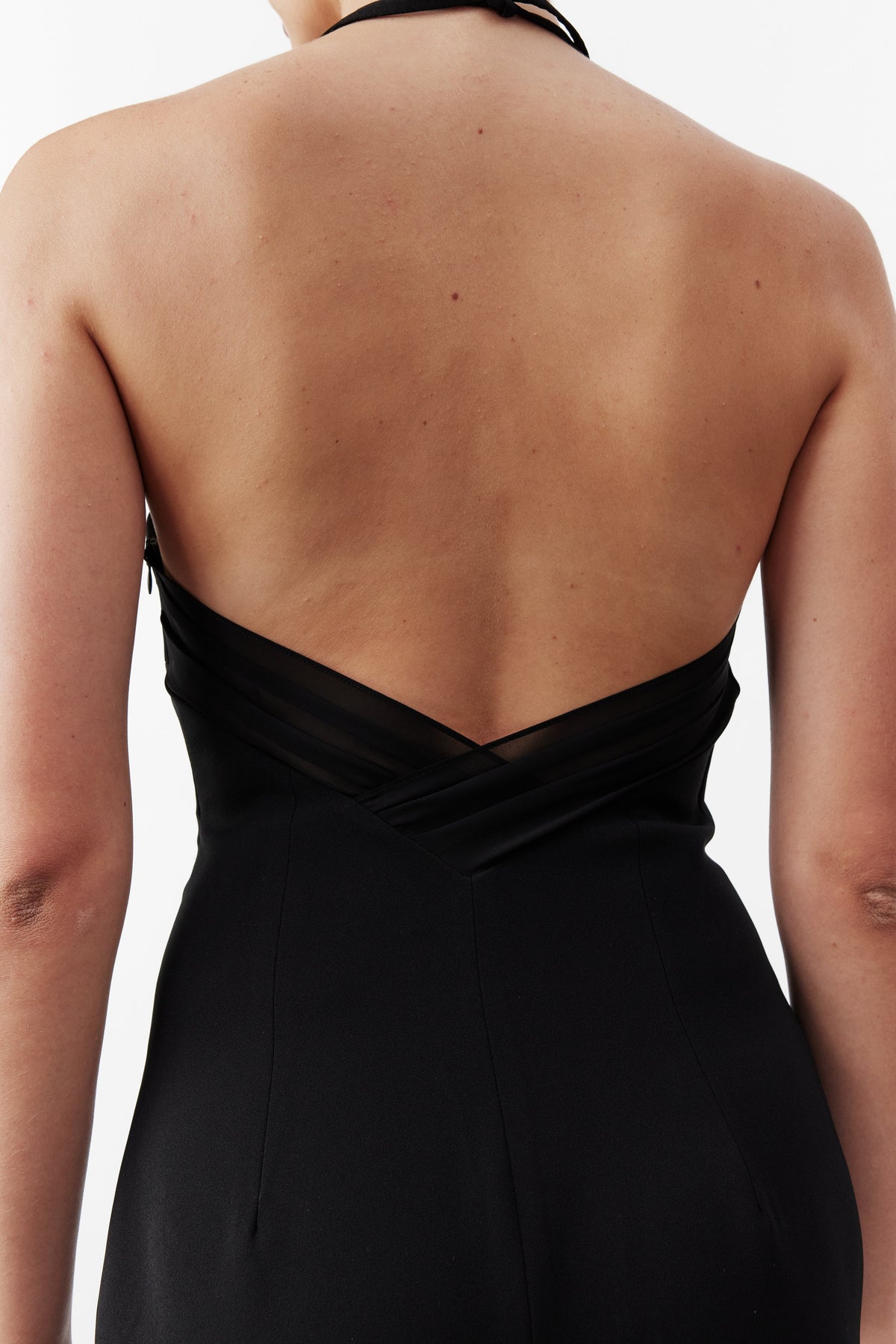 Nazlı Ceren-Violette Uzun Krep Elbise Siyah-Elbise-4-roqelvaxirum.shop