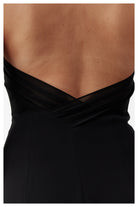 Nazlı Ceren-Violette Uzun Krep Elbise Siyah-Elbise-5-roqelvaxirum.shop