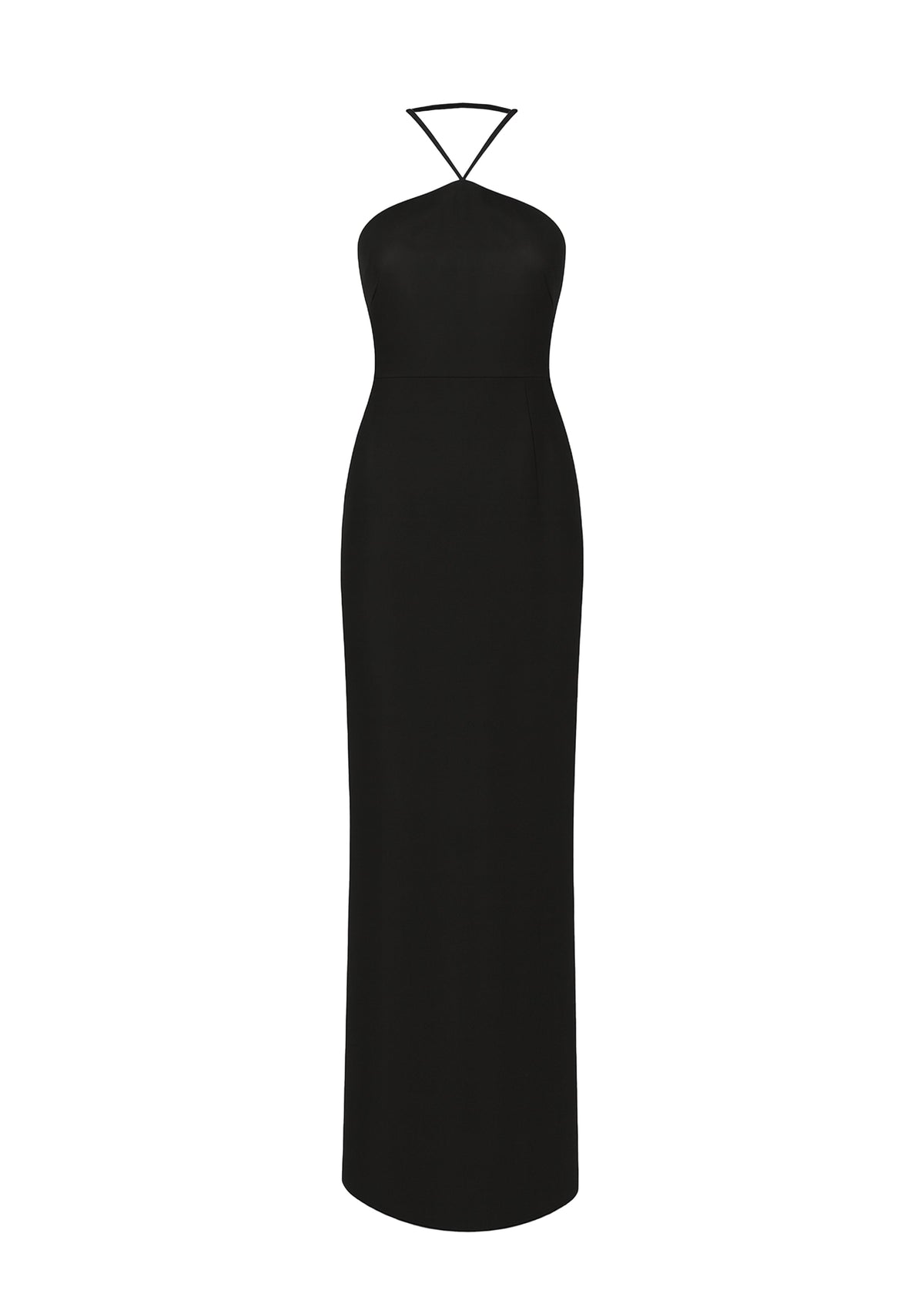 Nazlı Ceren-Violette Uzun Krep Elbise Siyah-Elbise-6-roqelvaxirum.shop