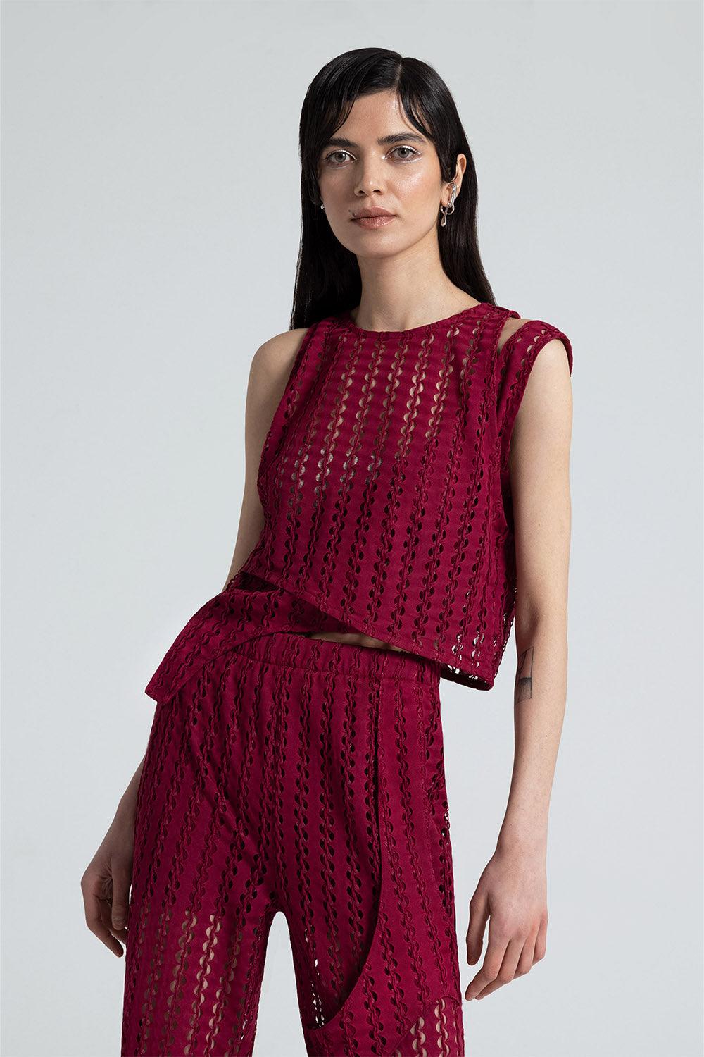 Nil Ergüven-Evanthe File Bluz-Top-1-roqelvaxirum.shop