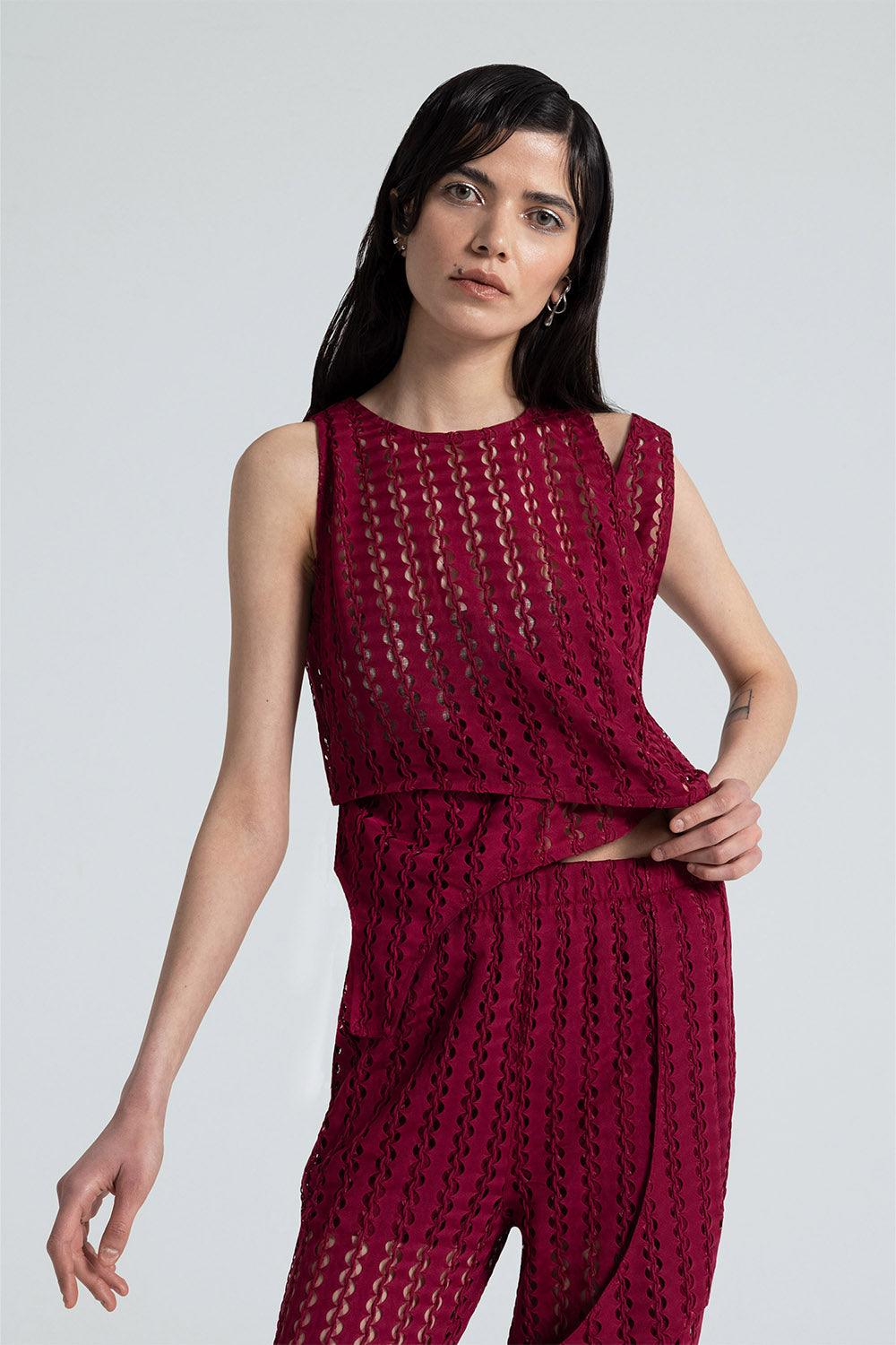 Nil Ergüven-Evanthe File Bluz-Top-2-roqelvaxirum.shop
