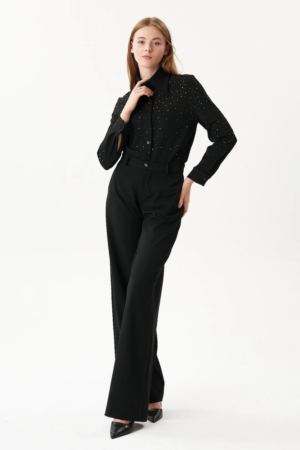 Nilgün Mirza-Boru Paça Cepli Lycralı Kumaş Pantalon-Pantolon-2-roqelvaxirum.shop
