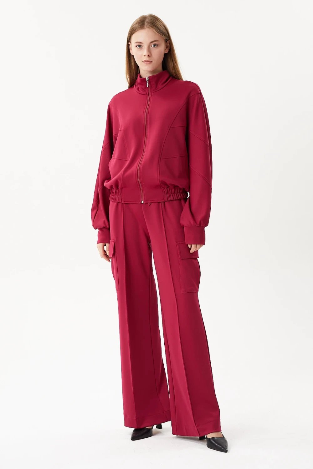 Nilgün Mirza-Vücuda Nefes Aldıran Modal Kumaş Önden Fermuarlı Eşofman Üstü-Sweatshirts & Hoodies-2-roqelvaxirum.shop