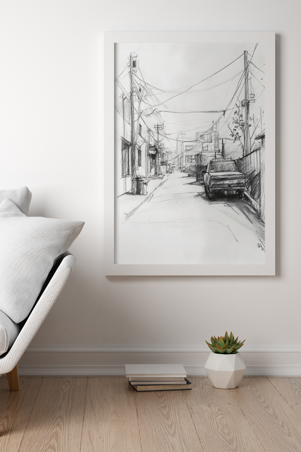 Nord Design-Kara Kalem Seri̇si̇ Çerçeveli̇ Tablo - Cadde-Tablo-3-roqelvaxirum.shop